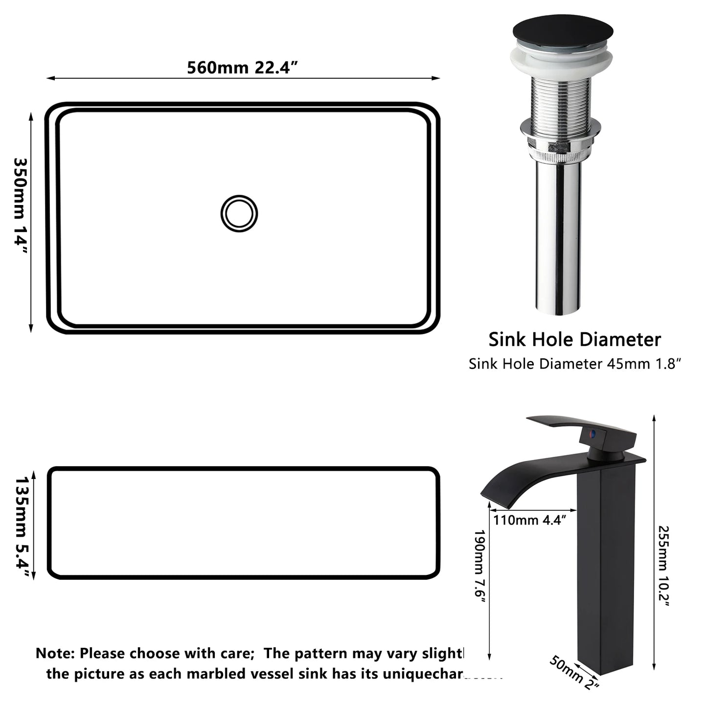 KEMAIDI Waschbecken-Set für Badezimmer, blaues Waschbecken, Deckmontage, Waschtisch-Waschbecken mit einem Griff, Aufsatzwaschbecken-Wasserhahn-Kombination