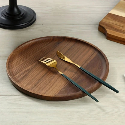 Round Wooden Decorative Serving Tray for Coffee Table and Home Decor, Round Wood Tray for Table Centerpiece, Small Candle Tray.