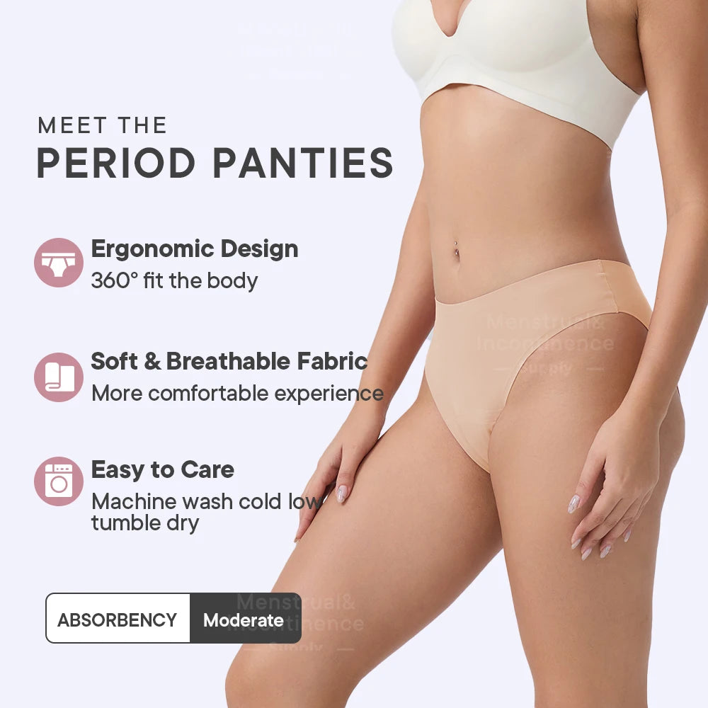 Seamless Menstrual Period Panties 4- Layer Leakproof Protection Women Period Panties Heavy Absorbency Breathable Reusable.
