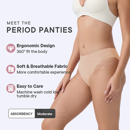 Seamless Menstrual Period Panties 4- Layer Leakproof Protection Women Period Panties Heavy Absorbency Breathable Reusable.
