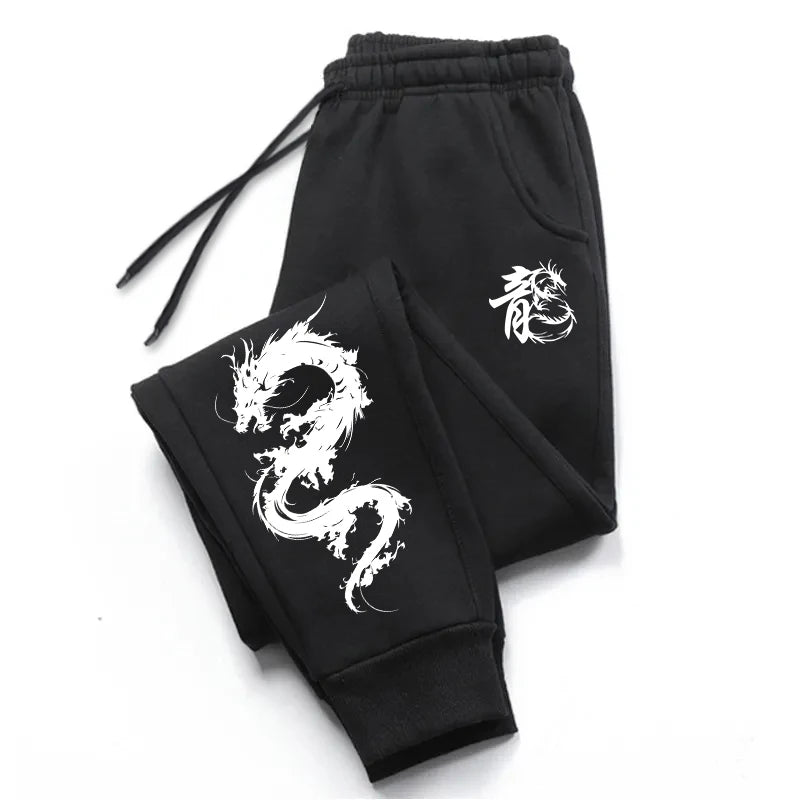 Men's Casual Sport Jogger Pants High Quality Home Outdoor Comfortable Soft Trousers Super Cool Chinese Dragon Printed Sweatpants.