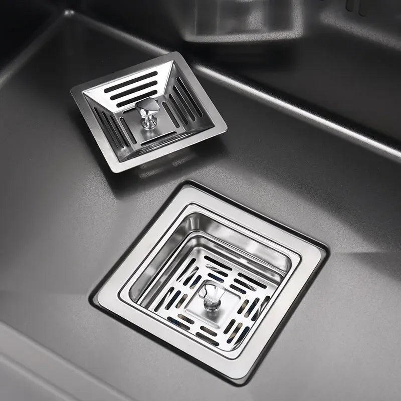 Hidden Black Kitchen Sink Bowl Bar Stainless Steel Balcony Sink Concealed Black Bar Sink with Clean Water Tap Open Kitchen