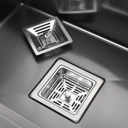 Hidden Black Kitchen Sink Bowl Bar Stainless Steel Balcony Sink Concealed Black Bar Sink with Clean Water Tap Open Kitchen