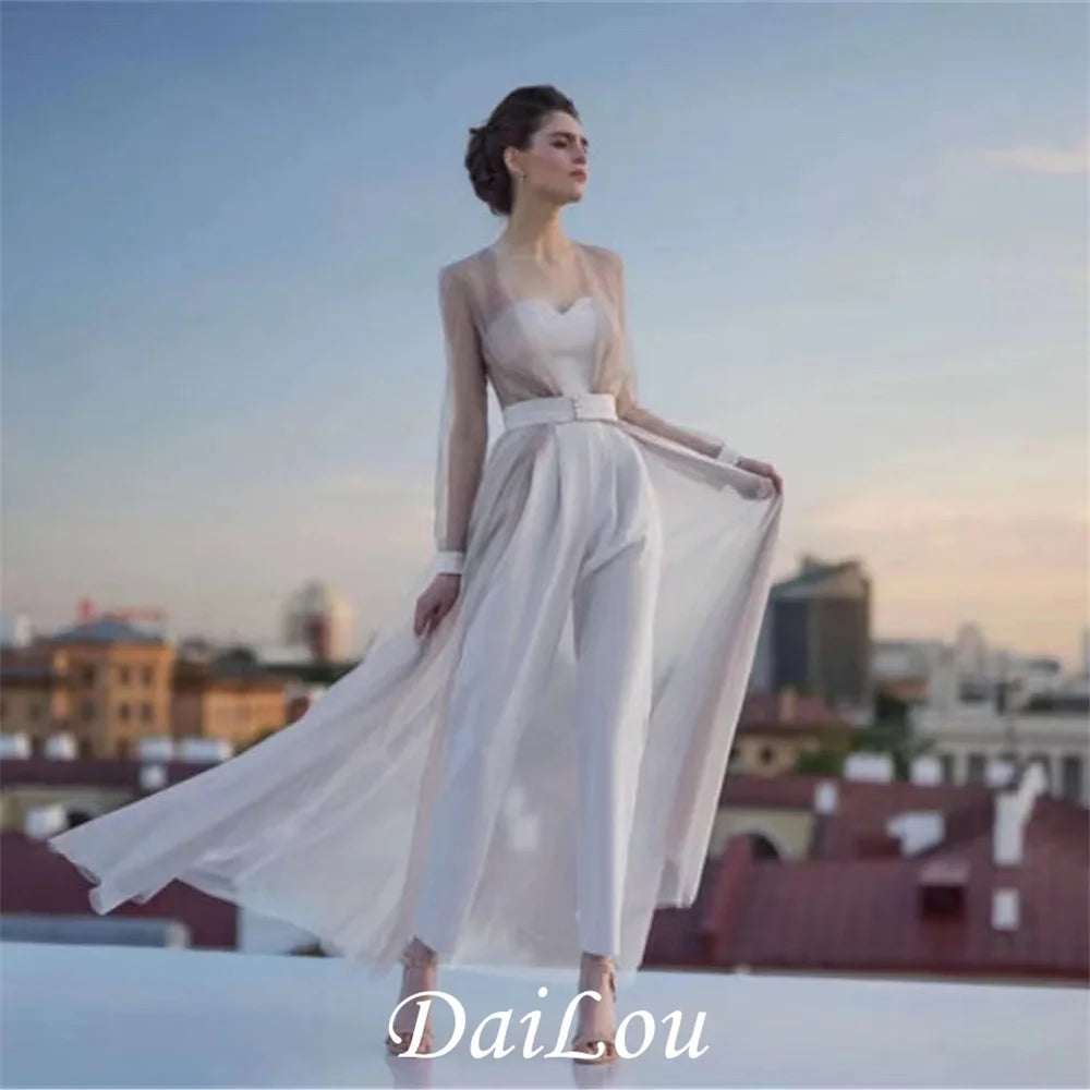 Jumpsuit Pants Evening Dresses Prom Gowns Dark Navy Formal Event Suit Boho vestido de Long Sleeve Evening Party Dress.