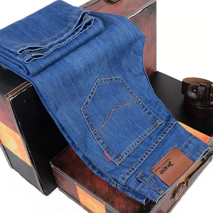 2025 Men NEW Men's Fashion Business Jeans Classic Style Casual Stretch Slim Jean Pants Male Brand Denim Trousers Black Blue Mens.