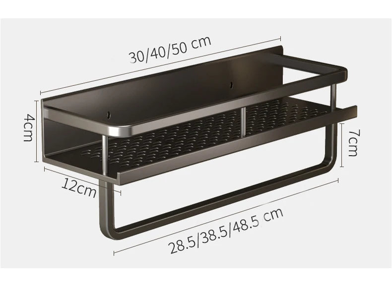 Bad Regal Make-Up Lagerung Organisatoren Aluminium Dusche Shampoo Handtuch Rack Regale Kein Bohrer Wand Regal Bad Zubehör