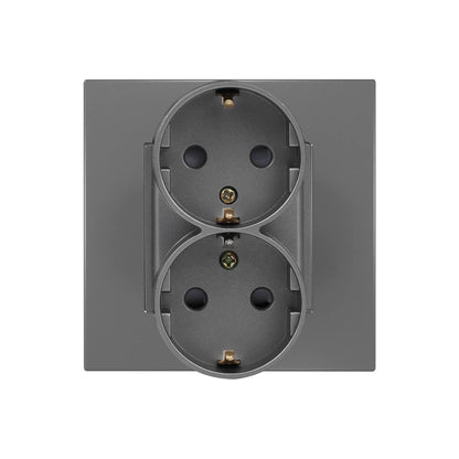 EU-Wand-Doppelsteckdosen, 110–250 V, 16 A, Dual-Steckdosen für Zuhause, Büro, elektrischer Stecker, 86 mm, Kunststoffplatte, Weiß, Schwarz, Grau, Gold.