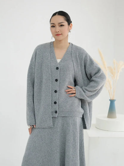 Muslim Women Dubai Abayas Dress Modest Winter Thick Knitted Set Solid Color Three Piece Set Islam Robe Femme Kaftan Clothing set.