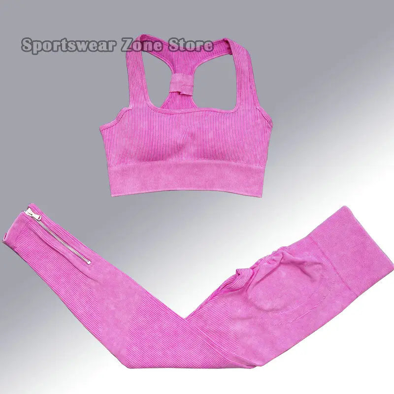 Yoga Suit High Waist Leggings Running Training Tights Sports Outfits Long Sleeve Crop Top Bra Seamless Fitenss Set Fitness Wear