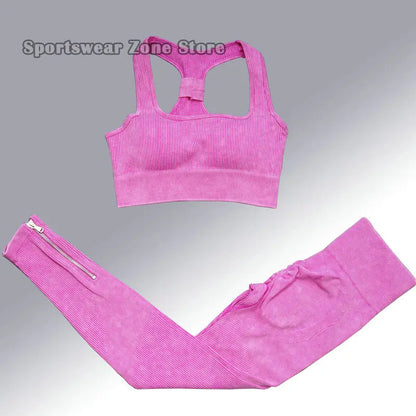 Yoga Suit High Waist Leggings Running Training Tights Sports Outfits Long Sleeve Crop Top Bra Seamless Fitenss Set Fitness Wear