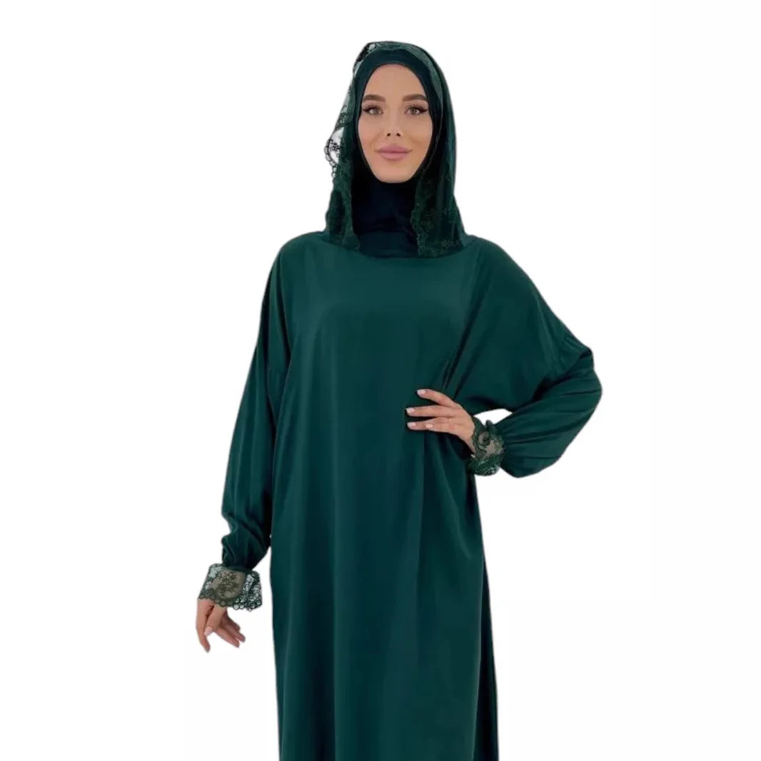 2025 Latest Lace Hoodie Soft And Comfortable jilbab One Piece Long Robe Prayer Abaya Jilbab Nikab Abaya Muslim Dress for Women.