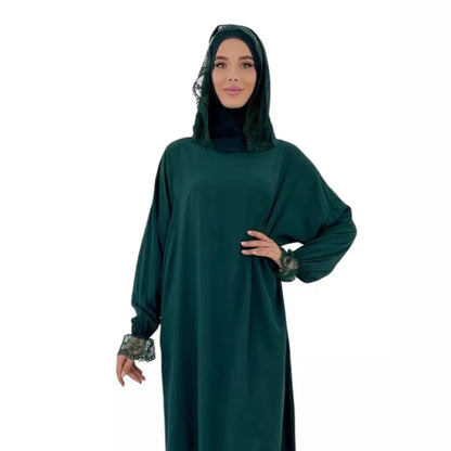 2025 Latest Lace Hoodie Soft And Comfortable jilbab One Piece Long Robe Prayer Abaya Jilbab Nikab Abaya Muslim Dress for Women.