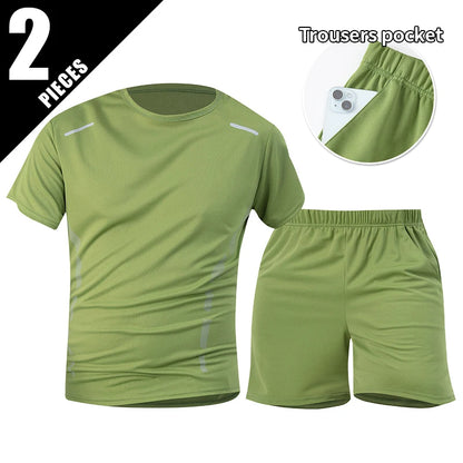 1/2/4 Piece Men's Quick Drying Sports Suit Casual Breathable Short Sleeved T-shirt Pocket Versatile Shorts For Teenagers To Wear