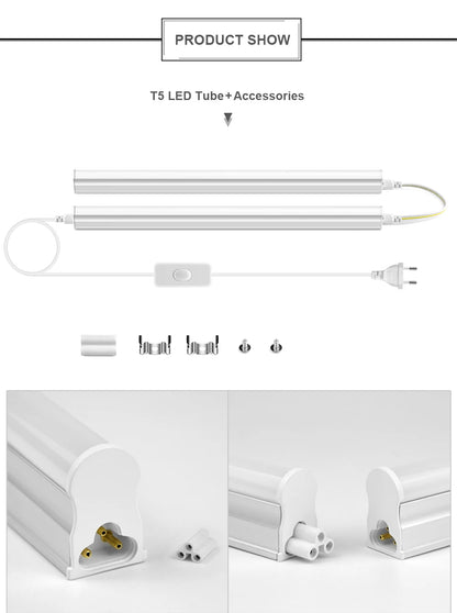 Strobe-free 50CM T5 LED Light Tube 15W AC 110V-220V LED Tube Bulb For Under Cabinet Ceiling Shop Workbench Warehouse Wall Lamp.