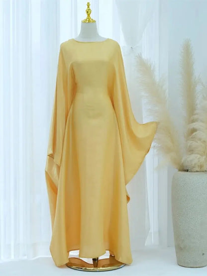 Batwing Butterfly Satin Abaya Dubai Luxury Muslim Kaftan Maxi Dress Abayas For Women Kebaya Robe Caftan Marocain Femme Vestidos
