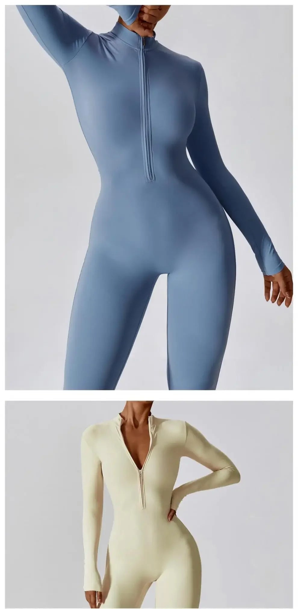 Fall New Long Sleeve Zipper Tight Butt Show Fitness Pants Women Running Sports Training Yoga Clothes Black One-Piece Suit.