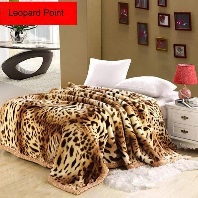 Double Layer Winter Thicken Raschel Plush Weighted Blanket For Bed Warm Heavy Blankets Throw Printed Flowers Fluffy Soft Carpet
