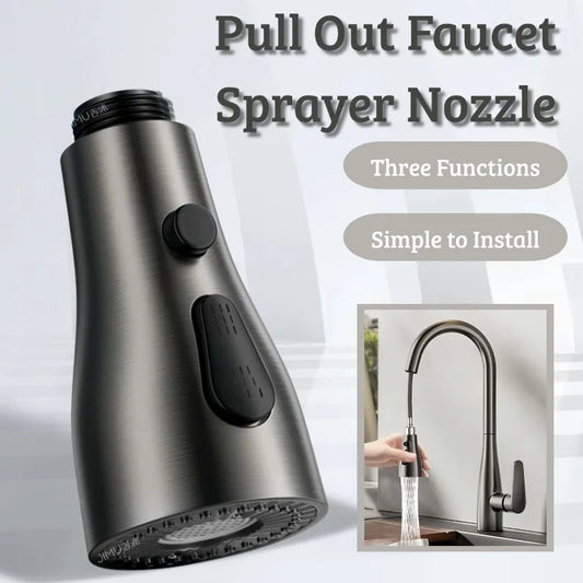 1PC Stainless steel Kitchen Pull Out Faucet Sprayer Nozzle 3 In 1 Universal Water Saving Bathroom Basin Sink Shower Spray Head