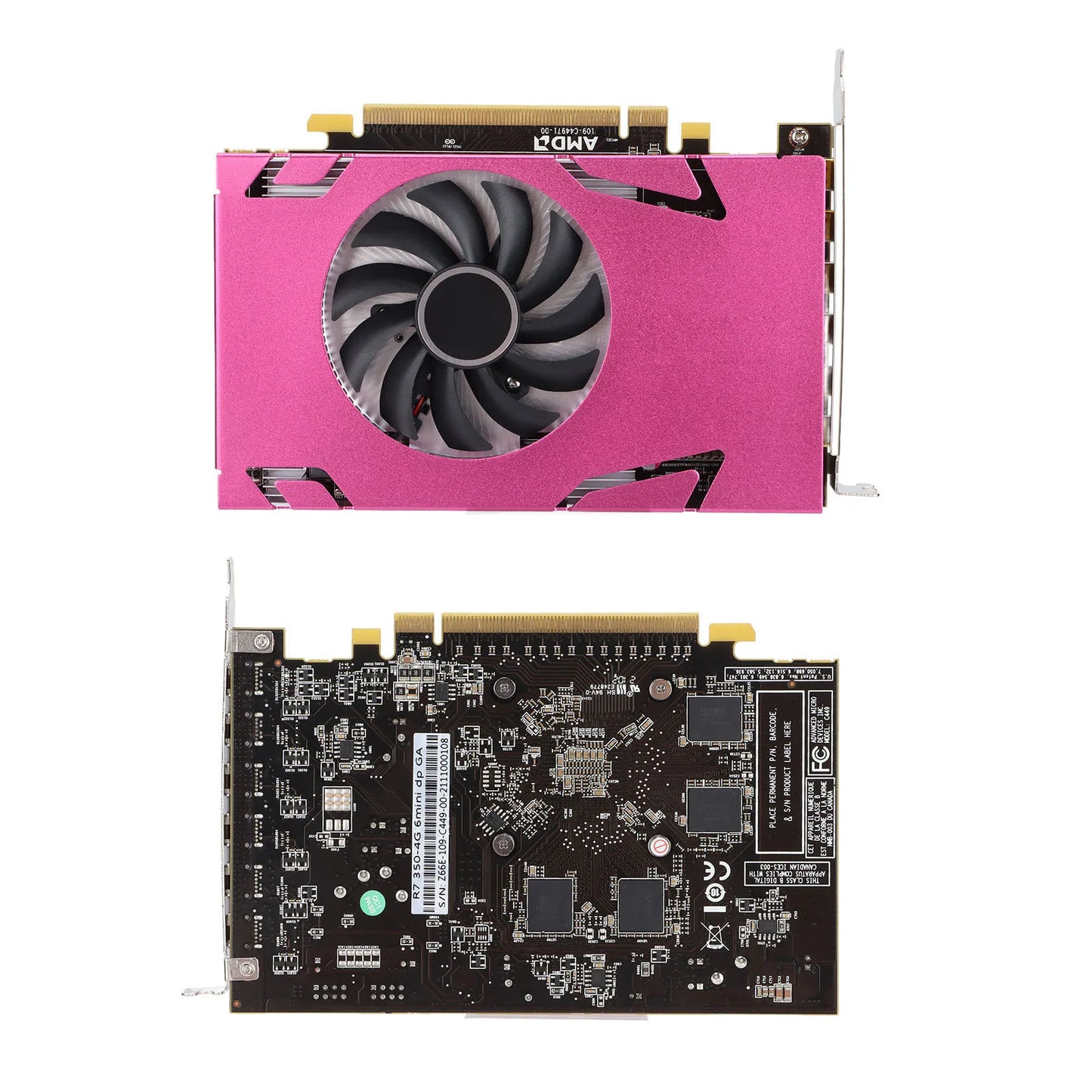 PC Graphics Card Graphics Card R7 350‑4G 6Mini DP GA Pink Six Screen Single Slot Graphics Card for Win System Graphics Card.