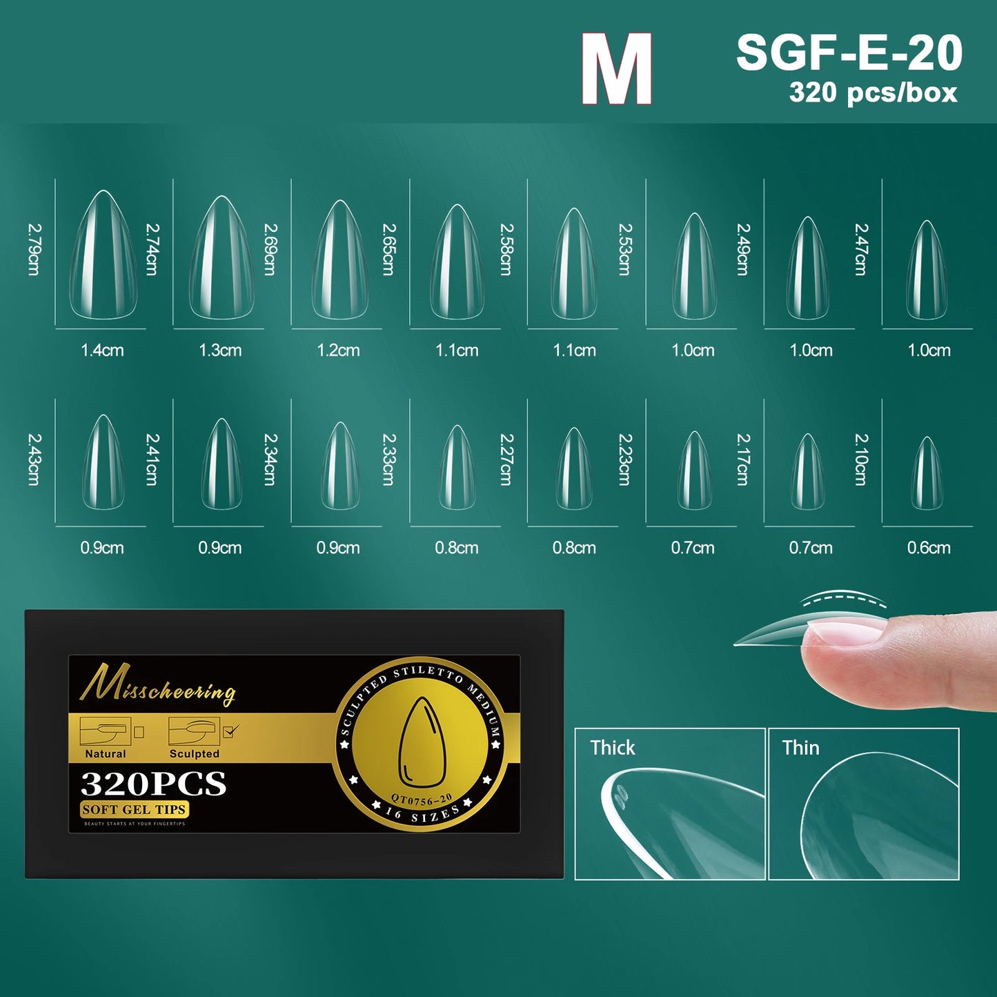 16 Sizes Curved Arch Soft Gel False Nail Tips Full Cover Press on Almond Capsules French Coffin Artificial Fake Nails Extension