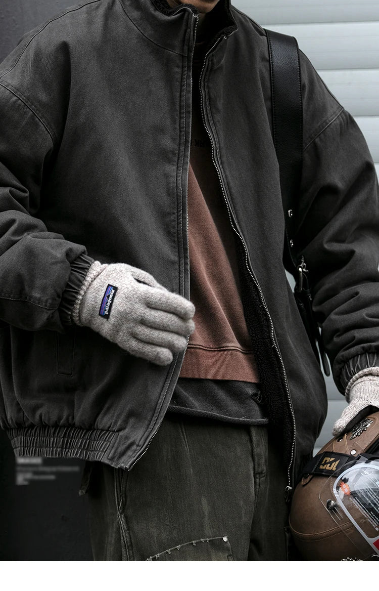 Japanese Vintage Polar Fleece Jacket Men Winter High Quality Thick Jacket Korean Streetwear Loose Couple Trendy Warm Coat Male.