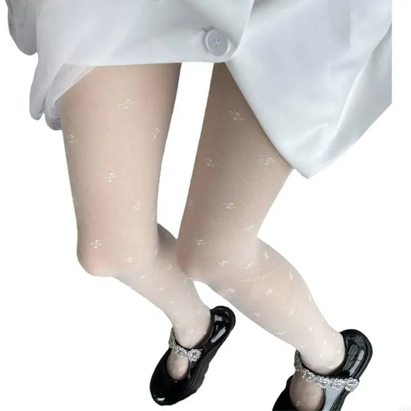 Elegant Four Leaf Jacquard Sheer Pantyhose Soft Stretchy Mesh Tights for Women.