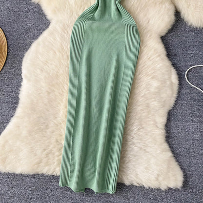 SINGREINY Einzelnen Schulter Tinte Stricken Kleid Backless Tank Gestreiften Schlank Bodycon Sommerkleid Frauen Sommer Beachwear Sexy Chic Vestidos