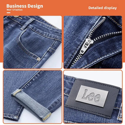 Lee Dex Jeans Men's Autumn/winter New Loose-fit Straight-leg Versatile Mid-age Men's Wear Business Casual Long Pants.