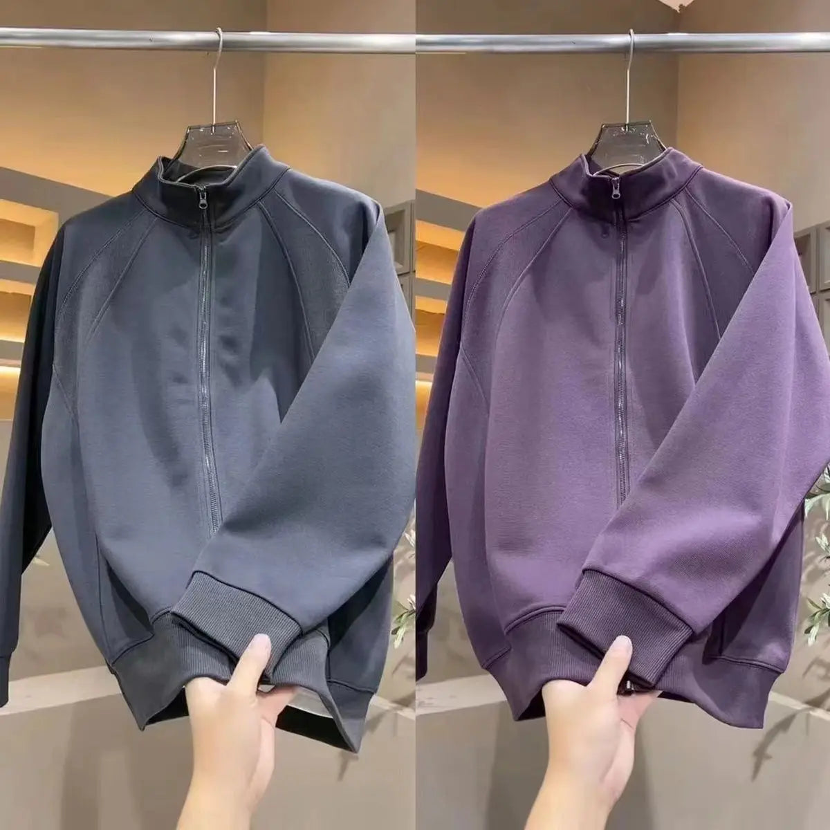 Hoodie men's spring and autumn style new cardigan with shoulder insertion All match jacket men's Korean version handsome top men.