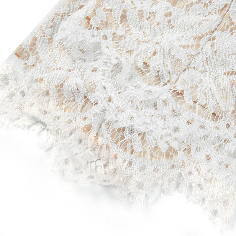 Ladies Elegant Jumpsuit  Spaghetti Straps V-Neck Solid Embroidered Lace Open Back Wide Leg Jumpsuit Long Jumpsuit Black White.