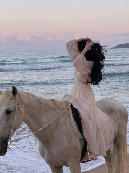 Strand Stil Chiffon Y2k Mini Kleid Büro Dame Casual Langarm Elegante Einteilige Kleid Koreanische Mode Kleidung Sommer 2023