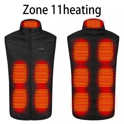 Men USB Infrared 17 Heating Areas Vest Jacket Men Winter Electric Heated Vest Waistcoat For Sports Hiking Oversized 5XL.