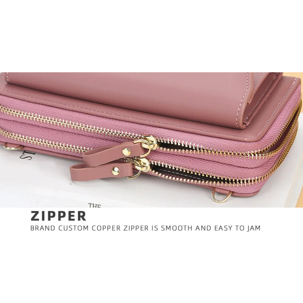 Personalized Name Women's Fashion Multi Functional Wallet Large Capacity Shoulder Bag with Double Zipper Versatile Women's Bag.