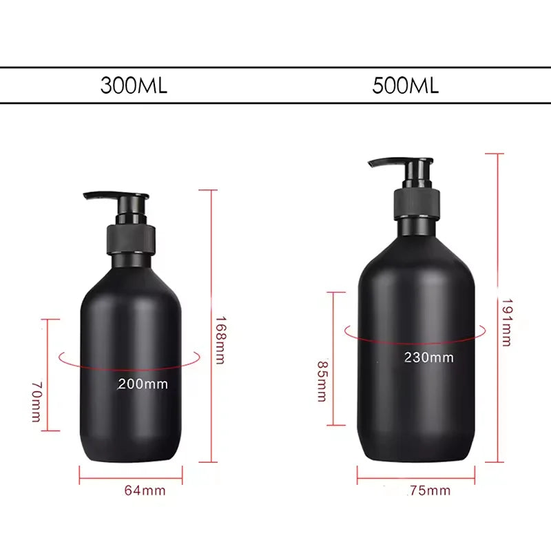 Mattschwarzer 300/500 ml Flüssigseifenspender, nachfüllbar, Shampoo-Conditioner, Körperlotion-Behälter für Badezimmerbedarf, Hotel