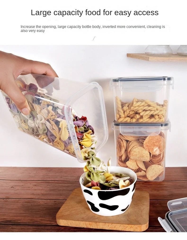 Airtight Food Storage Containers With Lids Thickened Transparent Square Jars For Kitchen Pantry Organization - Dry Food Cereal