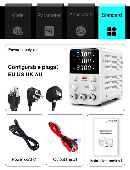 Wanptek Laboratory Power Supply 30V 5A 30V 10A 60V 5A 120V 3A Encoder Adjustment with USB Fast Charging Lab DC Power Supply.