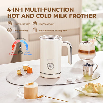 Cafelffe 4in1 Electric Milk Frother Frothing Foamer Chocolate Mixer Cold/Hot Latte Cappuccino Automatic foam milk heater Warmer.