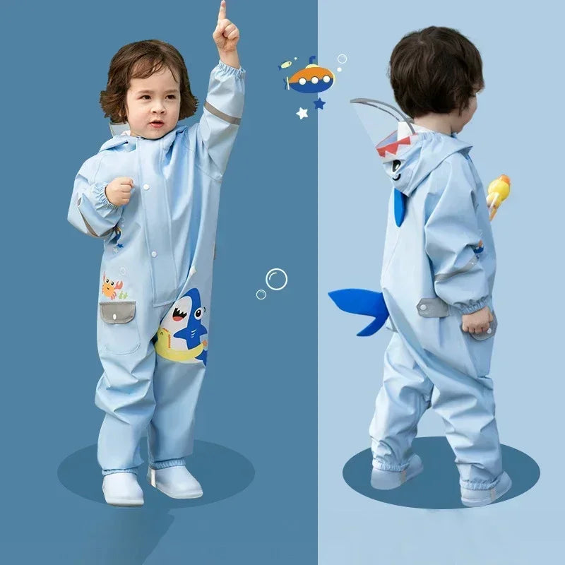 2025, Cartoon-Overall mit Kapuze für Babys, Mädchen, Regen, Outdoor-Sport, Jungen-Overall, wasserdicht, einteilig, Kinderhose, Strand, Kinderhose.