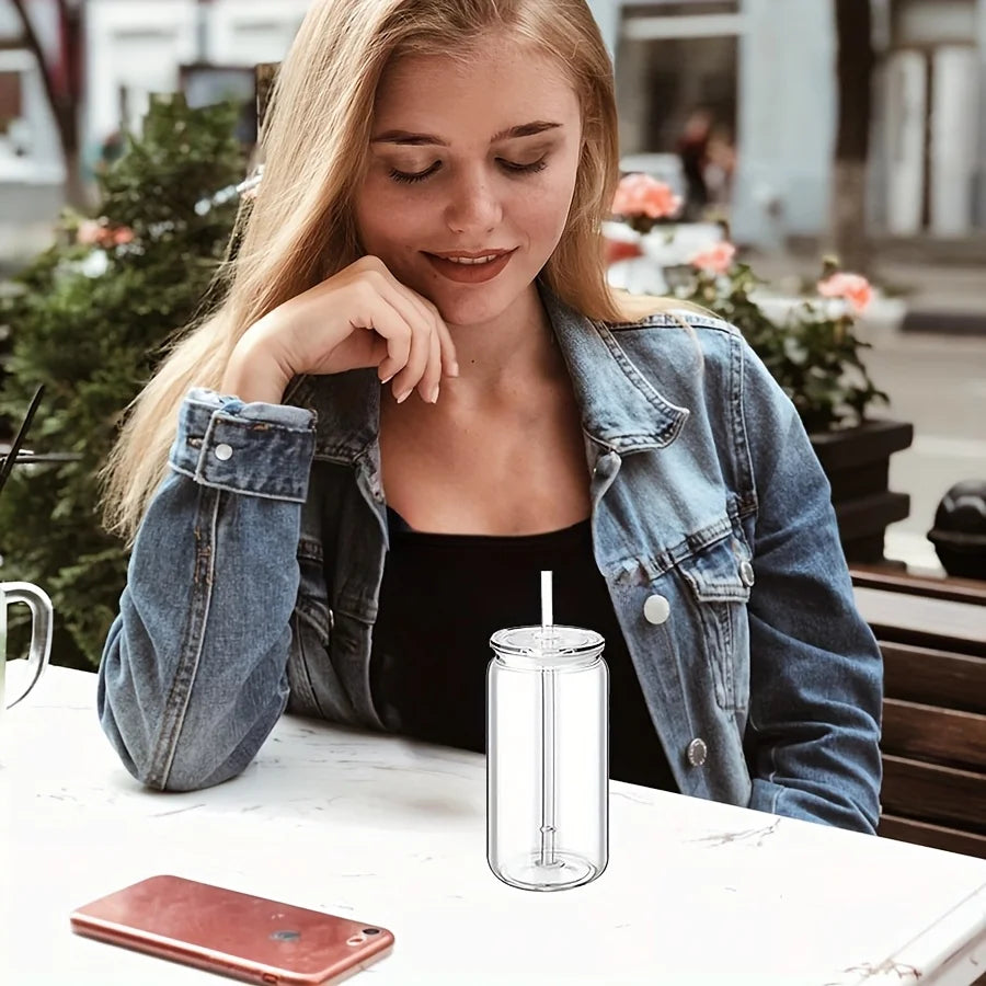 16OZ DIY Snowglobe Tumbler with Pre Drilled Hole Reusable Plastic Water Bottles Break-Resistant Mason Jar Cups for Holiday Gifts.