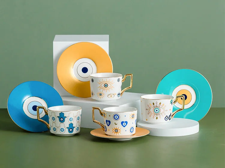 Blue Eye Ceramic Coffee cup European Fashion Coffee cup Dish Set Home Afternoon Tea Tea Cup tea cups and saucer sets  coffee cup.