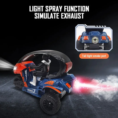 Electric RC Motorcycle Car Spray RC Stunt Toys Remote Control Drift Stunt Three Wheel Motorcycle with LED Lights for Kids Gifts.