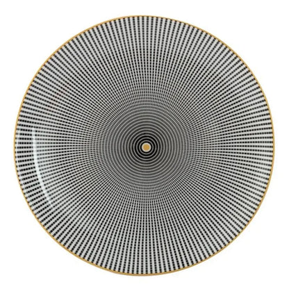 Geometric Design Gold Plating Meal Plate Porcelain Kitchen Dinner Plates Ceramics Food Tray Salad Dish 6/8/10 Inch 1Pcs