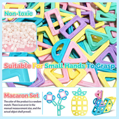 Macaron Magnetic Building Blocks Set ，Durable STEM Educational Construction Toys，Creative Birthday Gift, Assorted Colors.