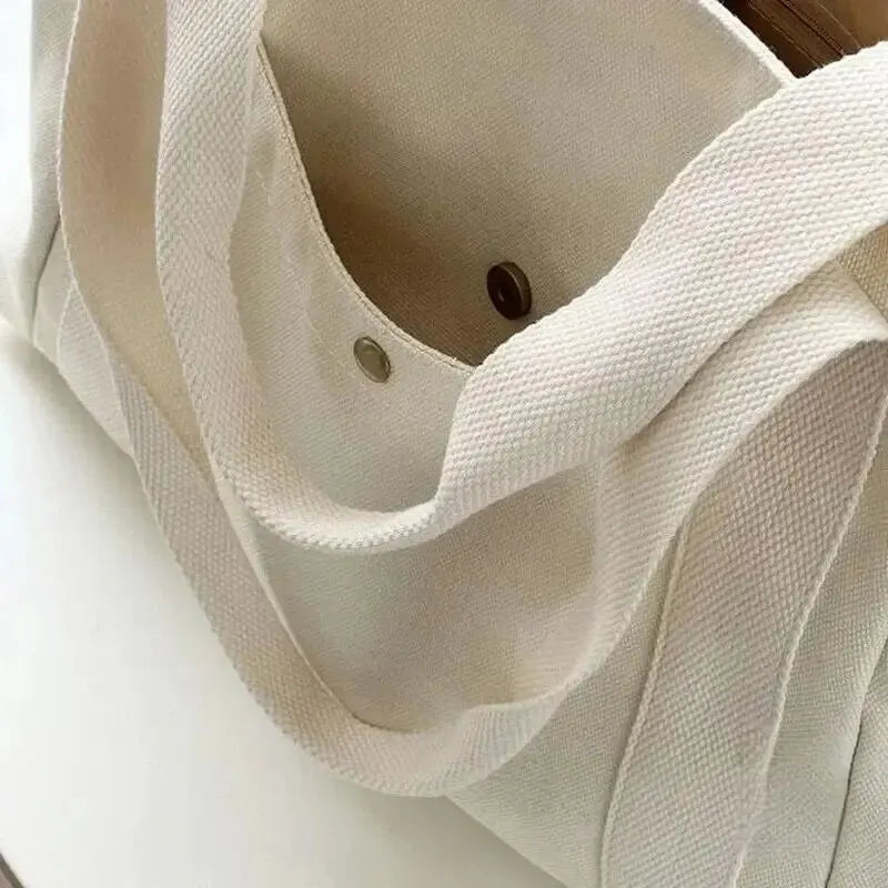 Canvas Women's Shoulder Bag Large Capacity Multiple Outer Pocket Zipper Tote Bag Student Handbag Shopping.