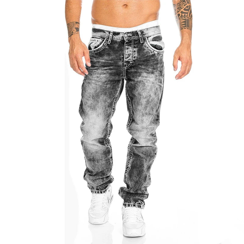 Mode Hip Hop Blau Gerade Jeans Männer Baggy Hosen Retro Streetwear Harajuku Waschen Mann Biker Schwarz Lose Breite Bein Denim Hosen.