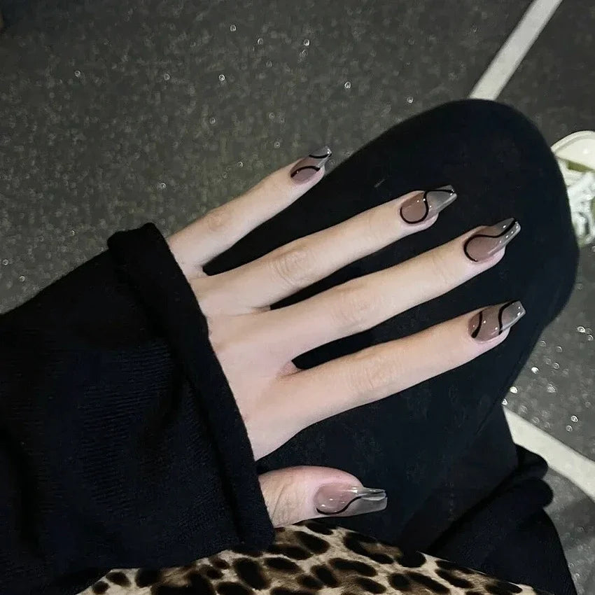 24Pcs/Set White Peach Oolong Gentle French Press on Nail Blush Halo Short Frosted Wearing False Nails Removable Fake Nail Art