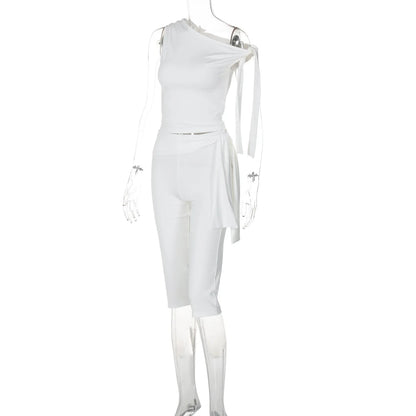 Tossy White Shorts 2 Piece-Set Female See-Through Slim Pleated Fashion Cropped Top And High Waist Shorts Sets Women's Outfits.