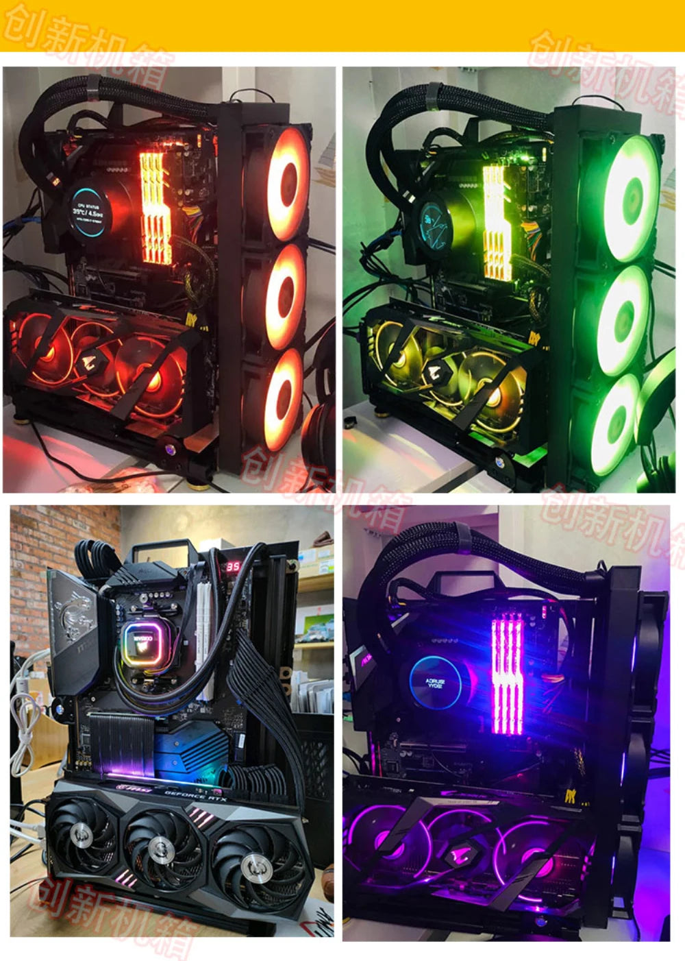 Open PC Case Frame Rack ITX MATX ATX EATX Gamers Cabinet DIY Water Cooler Desktop PC Creative Gabinete Gaming Chassis MOD.