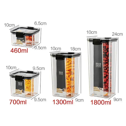 Dry Food Storage Box Food Containers Transparent Stackable Kitchen Spaghetti Noodles Sealed Tank Cans Organizers Bottles.