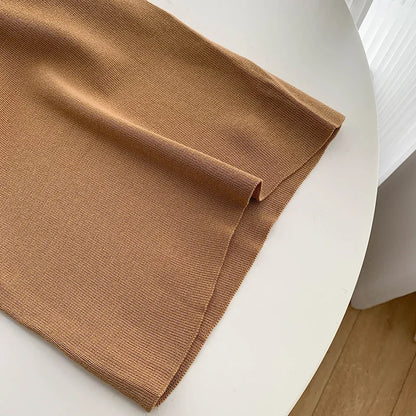 Fashion Knitted 2 Pieces Sets Women V-Neck Single Breasted Cardigan+High Waist Wide Leg Long Pants 2024 New Solid Sweater Suits